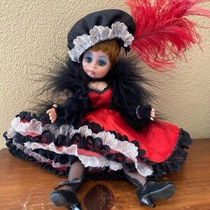 Madame Alexander Red and Black Feathered Costume Doll with Hat